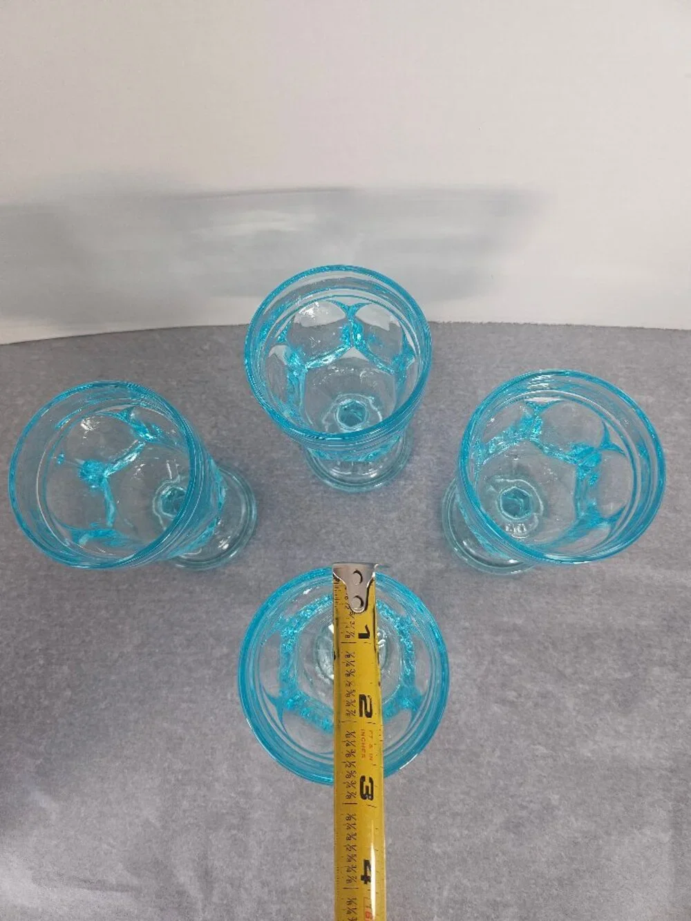 Rare Anchor Hocking Fairfield Light Ice Blue Water Wine Goblets 1970s Set of 4
